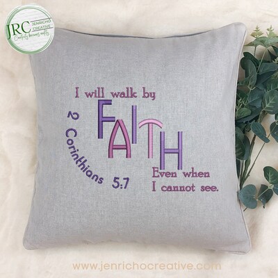 Faith - Corinthians 5:7 Embroidered Pillow Cover - image3